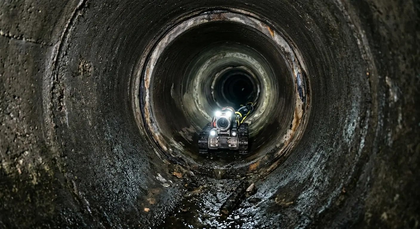Robotic sewer camera inspecting pipe interior for Sewer Line Repair in Pasco